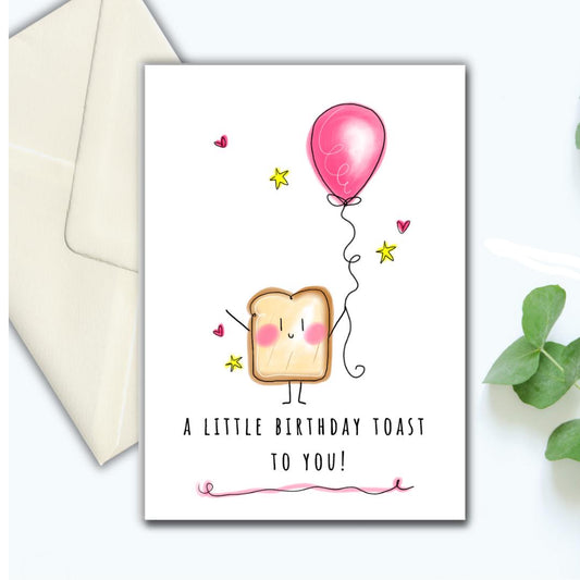 a little birthday toast to you birthday card, a5 greetings card